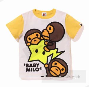 Garçons dessin animé singe imprimé T-shirt enfants nuit lueur étoile motif décontracté hauts été enfants patchwork couleur manches courtes T-shirts Z7410