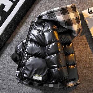 Garçons Down Veste pour automne hiver Vêtements de dessus Vêtements Plaid Boys à capuchon à capuchon à capuche à capuche à capuche d'eau 4- 10 12 14 ans 211203