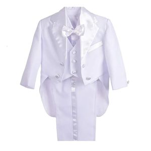 Garçons De Mariage Fête D'anniversaire Blazer Smoking Bébé Garçon Baptême Tenue Manteau Chemise Pantalon Gilet Noeud Papillon Gentleman Costume Baptême Vêtements 240116