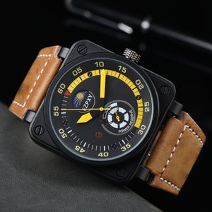 BR18 Deportes mecánicos BR Men039s Reloj ROSS Reloj Hora mundial a prueba de agua Todas las manos pueden operarse Esfera de metal cuadrada personalizada