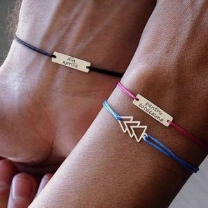 Pulsera Brazalete Joyería De Diseñador Parejas Pulseras Mujeres Grabado Personalizado Rectángulo Letra Personalizada Acero Inoxidable Rojo Cuerda Negra