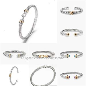 Bracelet Dy Hook Femmes Mode 5/7MM d'épaisseur Atmosphère Boucle Plaquée Platine Câble Classique Bijoux de Créateur Bicolore Fil Torsadé Chanvre Accessoires de Luxe