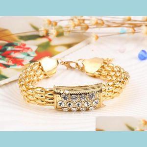 Pulsera Pendientes Collar Conjunto de joyas para dama de honor Conjuntos de joyas para fiestas de bodas con diamantes Indio africano como Dubai Gota de oro de 18 quilates Del Dh1By