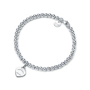 Bracelet Fashion Silver Jewelry Love Heart Bracelets Gift Charm Designer 4 mm en forme de coeur Souvenir Classic Classic Femmes T Chain de perle Bijoux de Noël élégant