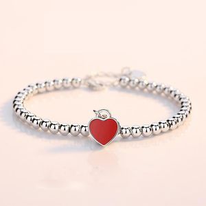 Bracelet Femme Argent Sterling Simple Étudiant Mori Meilleur Ami Couple Perles en Argent Perles Rondes Fille Coeur Anniversaire Cadeau Bracelet Bijoux