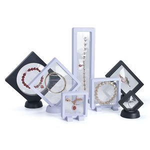 Porte-bracelet support 3D flottant vitrine cadre boîte d'ombre pour billet d'un dollar médaillons fossiles roches timbres anneaux pendentif pièces médailles