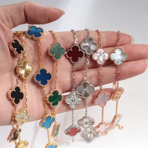 Pulsera Joyería Pulseras de cuatro hojas Placa de oro Sier Ágata Diamante Moda Amor Cadena de encanto para mujeres Fiesta de regalo de boda