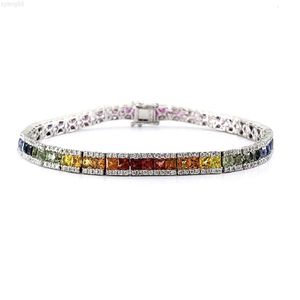 Bracelet de Tennis arc-en-ciel pour femmes, fabrication de bijoux, Design spécial, haut de gamme, platine, diamant naturel blanc, arc-en-ciel