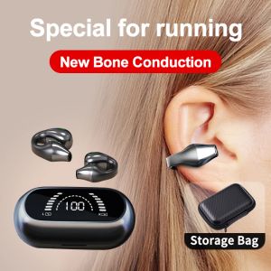Pulseras 2022 Nuevo auricular de conducción ósea Bluetooth 5.2 Clip de oreja en pendiente de oreja Auriculares inalámbricos Auriculares deportivos Gancho para la oreja con micrófono