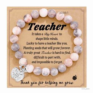 Bracelets à breloques en pierre naturelle pour enseignant, cadeaux pour femmes, cadeau significatif de remerciement, Message de voiture AWNI