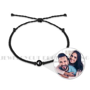 Pulseras Pulsera de círculo de proyección de acero de titanio personalizada Parejas de plata 925 Foto personalizada Memorial Día de San Valentín Regalo de Navidad