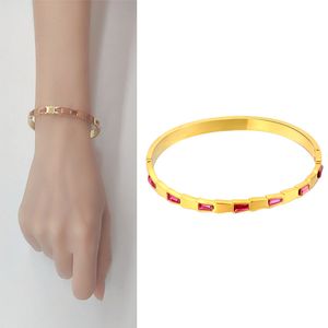 Pulseras para mujer Color oro Cristales rojos Brazalete de diamantes Acero inoxidable Moda Joyería india Joyería nupcial Regalo de Navidad Diseñador personalizado Brazalete personalizado