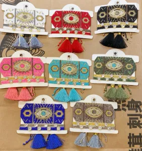 Pulseras Pulseras hechas a mano con diseño de ojo malvado de pavo, Pulseras con ojos Miyuki para mujer, joyería con borlas, Pulseras de moda mexicanas, joyería