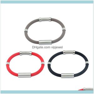 Bracelets de manchette en or Jewelrywinter Bracelet antistatique réglable Éliminer le corps Bracelet de sport magnétique statique Sile D02 20 Bracelet Drop Delivery