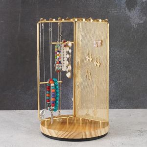 Bracelets Multifonctionnel Rotation Bijoux Organisateur Organisateur Orein Boucles Boucons Bracelet Collier Affiche pour suspension Gold Golden Rack