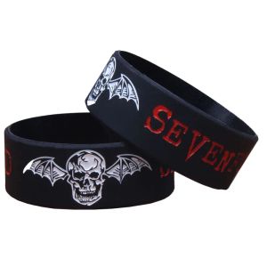 Bracelets Nouveau 1pc Septfold Avenged Silicone Letter Bracelet Men Wide Rock Music Band Rubber Bracelets Bangles Femmes Bijoux Cadeaux Sh310