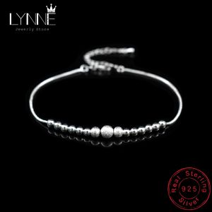 Bracelets New Fashion Round Ball Bouded Cheving Foot Chain 925 Silver Silver Grosted Beads Charmdons Bracelets pour femmes bijoux Gift