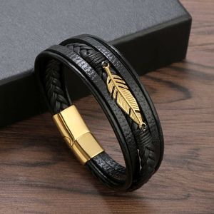 Bracelets Style simple en cuir inoxydable tissé en acier au titane bracelet pour hommes bijoux nouveau produit