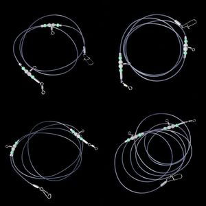 Línea trenzada 1 grupo de aparejos de pesca giratorios cuentas luminosas nocturnas pines conector rodante 87HF