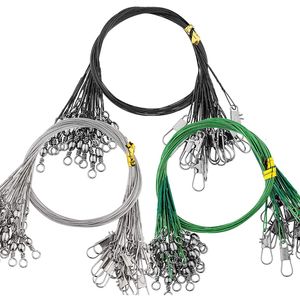 Ligne de tresse 20 pièces Anti morsure en acier fil de pêche Leader avec accessoire pivotant laisse de noyau de plomb 15CM30CM 230614