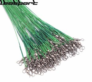 Braid Line 20PCS Anti Bite Steel Fishing 15cm30cm Wire Leader Con accessorio girevole Guinzaglio Olta Leadcore 230614