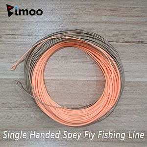 Ligne de tresse Bimoo 90FT ligne de pêche à la mouche Spey à une main poids ligne de mouche flottante avec 2 boucles de soudure WF-1F ~ WF-7F Camo Peach 231016