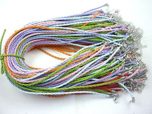 Collar trenzado cuerda multicolor cordones de cuero artificial colgante 43 + 5 cm