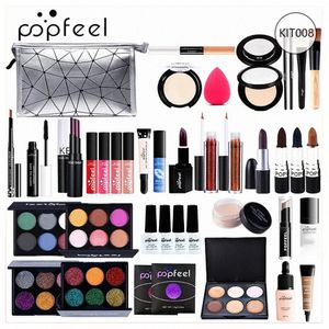 marque ALL IN ONE kit de maquillage fard à paupières, brillant à lèvres, rouge à lèvres, pinceaux de maquillage, sourcils, ccealer avec trousse de maquillage i3P7 #