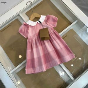 Marque Baby Jirt White Doll Collar Princess Robe Taille 80-120 cm Kids Designer Vêtements Gradient à carreaux Filles Girls Partydress 24aPril