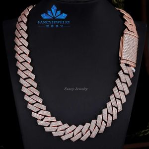 Marca de moda para mujer, joyería de oro rosa hecha a medida, Eslabones cubanos chapados Def Vvs Moissanite, venta al por mayor, cadena redonda de todos los tamaños