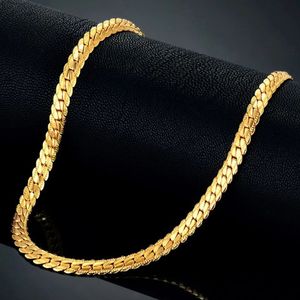 Collier chaîne serpent doré de marque, couleur dorée, à la mode, chaîne pour hommes, bijoux Punk, chaînes en or jaune 14 carats pour femmes, Kpop Collares, 2024