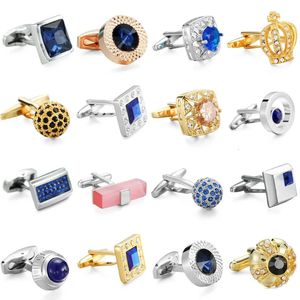 Boutons de manchette en cristal de zircon de marque de haute qualité artisanale, boutons de manchette de chemise française pour hommes à la mode, vente en gros 231226