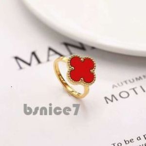 Marca de lujo Diseñador de trébol Anillo chino 18 k Oro Verde Blanco Rojo Negro Piedra Encanto Diamante Emoción Clavo Dedo Anillo de compromiso Joyería 9790