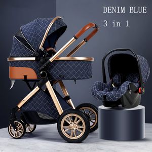 brand Luxury designer Stroller 3 in 1 High Landscape Baby Cart Can Sit and Lie Pushchair Cradel Infant Carrier1 fashion popular elastic