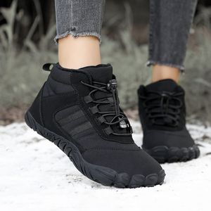 Zapatillas de deporte de cuero impermeables para nieve de invierno para hombre, botas de senderismo para exteriores muy cálidas, zapatos de trabajo de talla grande