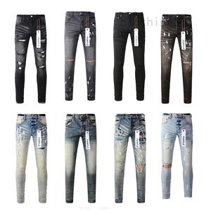 marque hommes jeans noir violet jeans haute qualité Amirs baggy jeans denim déchirure Perforé serré moto slim fit homme jeans gros jeans Pantalon rap motif jeans