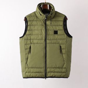 Chalecos topstoney para hombre de marca de alta calidad Chaleco con logo bordado de nailon y metal simple Cuello alto con chalecos con capucha oculta