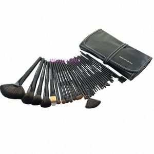 Tout nouveau kit de pinceaux de maquillage noirs 32 en 1, cosmétiques professionnels pour le visage, rouge à lèvres, fard à paupières, poudre, avec sac F5C5 #