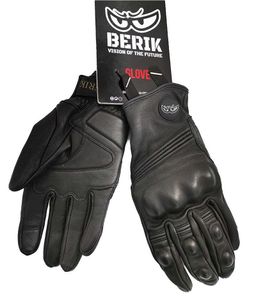 A estrenar Berik Retro Motorcycle Gloves Hombres Negro Perforado Verano Transpirable Sheepskin Off-Road Street Moto Motor Gloves XXL H1022
