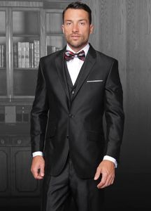 Brand New Black Groom Tuxedos Notch Lapel Groomsmen Hommes Robe De Mariage Style Homme Veste Blazer 3 Pièce Costume (Veste + Pantalon + Gilet + Cravate) 851