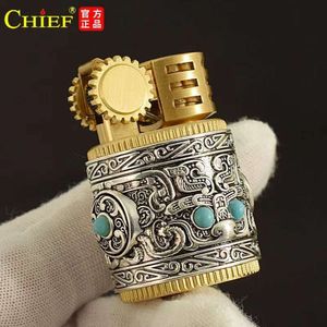 Nuevo jefe Kerosene Lighter Collectible Sier Armor Fun portátil Retro creativo accesorios para fumar a prueba de viento regalo para hombre regalo