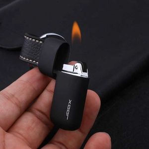 Nuevo Mini llavero encendedor muela pedernal butano sin Gas encendedor de cigarrillos colgante de cuero encendedor hombres Gadgets