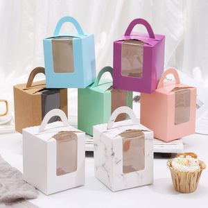 Brand New Transparent Window Portable 1 Piece Cup Cake Box Muffin Box Cup Cake Packaging Pastry Gift Box With Inner Tray