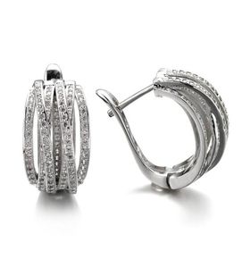 Marque bureau dame bijoux cercle boucles d'oreilles diamant or blanc rempli de mariage boucles d'oreilles pour women9872240