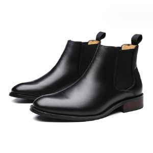 Marque Oxford hommes chaussures homme concepteur en cuir véritable hommes aile pointe Chelsea bottines robe d'affaires bottes courtes 1AA46
