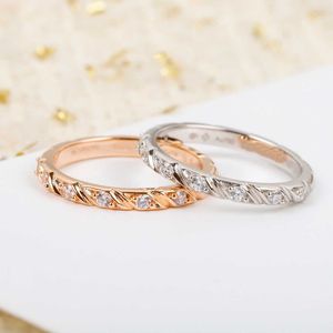 Gioielli in argento sterling puro di marca 925 di lusso di alta qualità con diamanti Shinny fidanzamento coppia di sposi amante anelli sposa design caldo