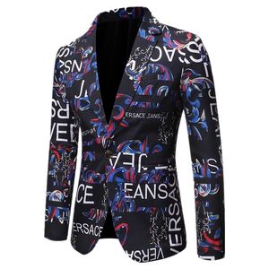 Chaqueta de traje de marca, chaqueta con estampado de moda para hombre, chaqueta informal ajustada para hombre, abrigo para hombre, chaqueta de flores para cantante de Hip Hop 220527