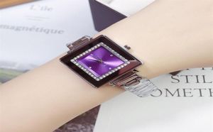 Relojes de marca Women Lady Girl Square Style Style Dial Metal Steel Band Quartz Wrist Watch CH71304F9546584