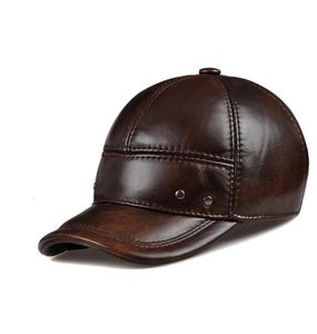 Brand Winter Great Le cuir en cuir noir Brun Brown Baseball Caps pour l'homme Femmes Femmes décontractées Street Outdoor Hockey Golf Gorras Real Cowhide Hat 2206416561