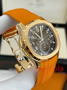 Reloj Brand World 2024 La mejor versión Reloj para hombre Hora Oro rosa Esfera marrón Correa de caucho naranja Reloj para hombre 5164 Reloj automático Garantía de 2 años